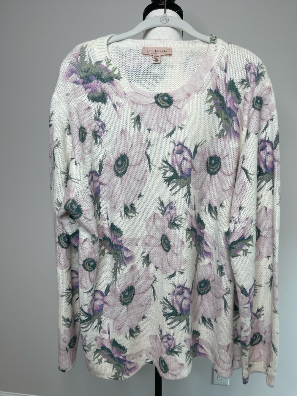 Philosophy size 2X crewneck long sleeve floral light weight sweater new with tag